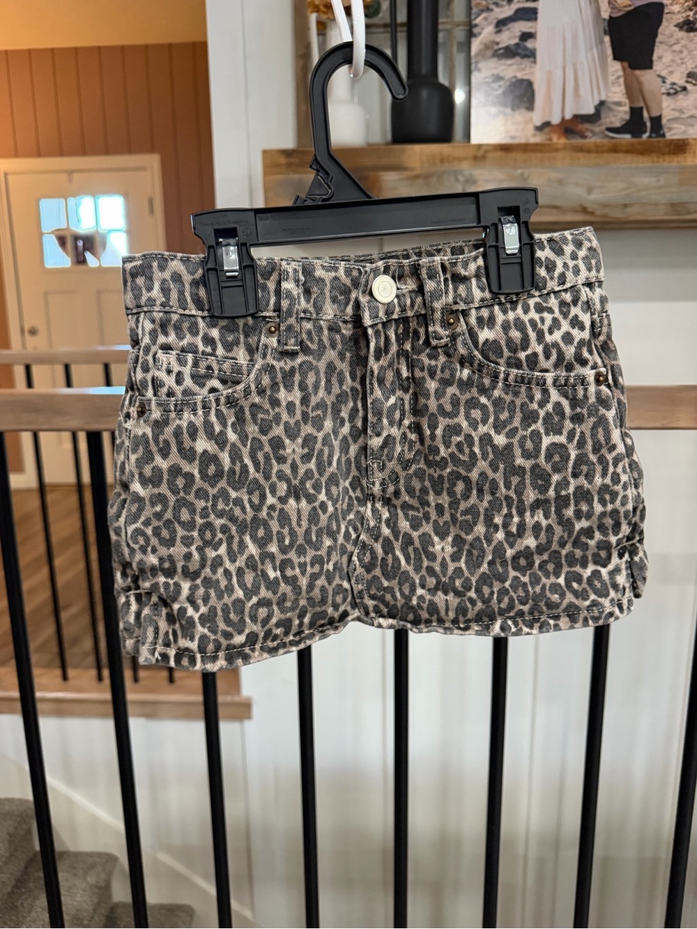 Zara Girls Leopard Print Skort in Gray and Black